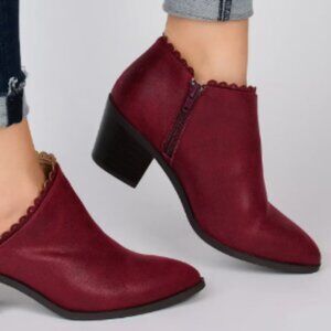 Journee Collection Burgundy Ankle Booties
